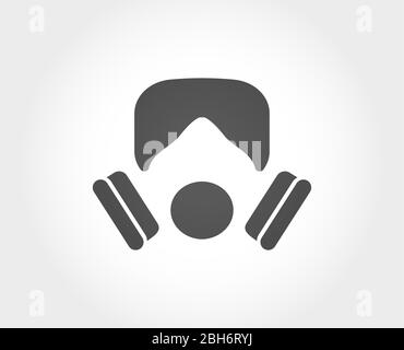 Gasmaske und Helm Vektor-Symbol, einfache stilisierte Logo-Design, Luftverschmutzung und Virus Pandemie Schutz der Atemorgane isoliert Symbol Stock Vektor