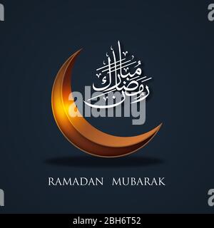 Schöne Ramadan Mubarak Grußkarten Designs. Monat des Fastens für Muslime. Weiße Arabische Kalligraphie. Logo für ramadan in arabischer Schrift. Stock Vektor