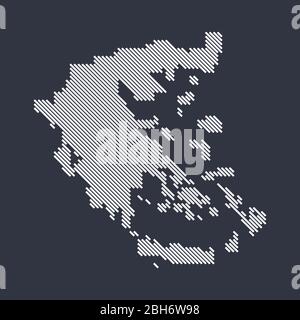 Stilisierte einfache diagonale Linienkarte von Griechenland Stock Vektor