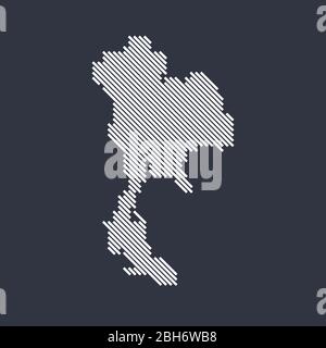 Stilisierte einfache diagonale Linienkarte von Thailand Stock Vektor