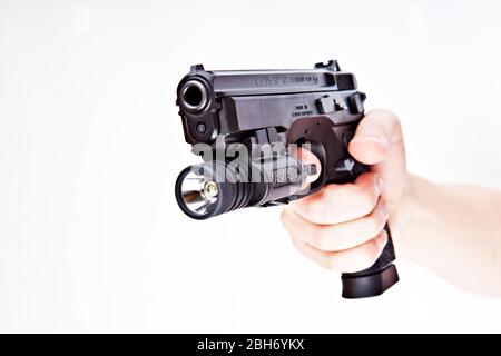 Cz 75 SP-01 PHANTOM, Standard-Größe Pflicht und Verteidigung Pistole, mit Polymerrahmen, cal. 9 mm Luger; 9x21; 9x19. Abgebildet ist falsch, gefährlich, handfeuerwaffe ma Stockfoto