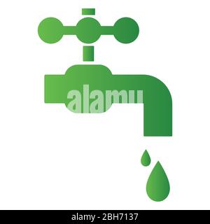 Grünes Wasserhahn Symbol isoliert auf weißem Hintergrund. Umweltkonzept. Vektorgrafik für jedes Design. Stock Vektor