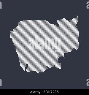 Stilisierte einfache diagonale Linienkarte von Kambodscha Stock Vektor