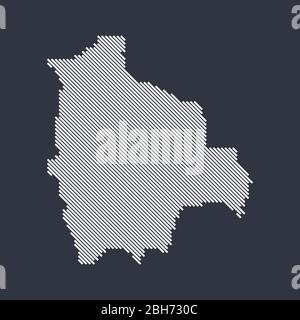 Stilisierte einfache diagonale Linienkarte von Bolivien Stock Vektor