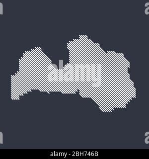 Stilisierte einfache diagonale Linienkarte von Lettland Stock Vektor
