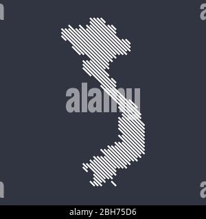 Stilisierte einfache diagonale Linienkarte von Vietnam Stock Vektor
