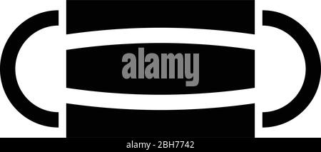 Einweg medizinische Maske Gesicht Krankenhaus Verschmutzung schützen Virus COVID 19 von Coronavirus Symbol schwarz Farbe Vektor Illustration flach Stil einfaches Bild Stock Vektor