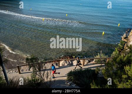 Platja dels Capellans, Camí de Ronda de Salou, Cap de Salou-El Roquer, Salou, Tarragonès, Tarragona, Katalonien Stockfoto