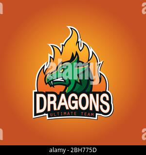 Kreative Drachen Logo Vorlage. Sport-Maskottchen-Design Stock Vektor