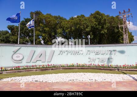 Tel Aviv, Israel – 23. Februar 2019: Israel Aerospace Industries IAI-Hauptsitz am Flughafen Tel Aviv (TLV) in Israel. Stockfoto