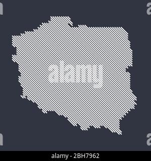 Stilisierte einfache diagonale Linienkarte von Polen Stock Vektor