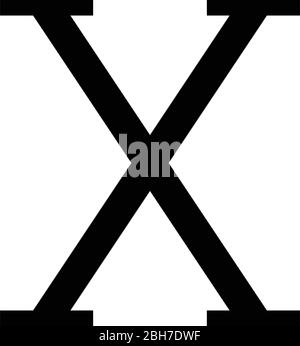 Chi griechisch Symbol Großbuchstaben Großbuchstaben Schrift Symbol schwarz Farbe Vektor Illustration flach Stil einfaches Bild Stock Vektor