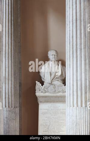 Denkmal für Sir Thomas Hardy. Old Royal Naval College, London, Großbritannien. Architekt: Sir Christopher Wren, Nicholas Hawksmoor, 2019. Stockfoto