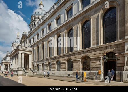 Blick auf den Painted Hall. Old Royal Naval College, London, Großbritannien. Architekt: Sir Christopher Wren, Nicholas Hawksmoor, 2019. Stockfoto