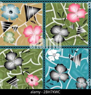 Nahtlose bunte geometrische Blumenmuster Hintergrund Stockfoto