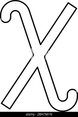 Chi griechisch Symbol kleiner Buchstabe Kleinbuchstaben Schrift Symbol Umriss schwarz Farbe Vektor Illustration flach Stil einfaches Bild Stock Vektor