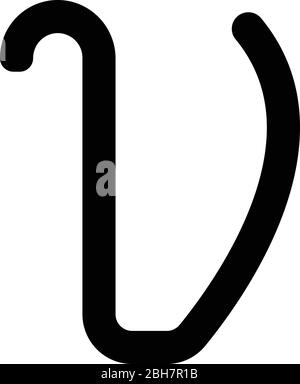 Upsilon griechisch Symbol kleiner Buchstabe Kleinbuchstaben Schrift Symbol schwarz Farbe Vektor Illustration flach Stil einfaches Bild Stock Vektor