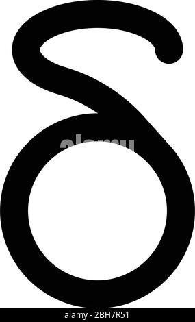 Delta griechisch Symbol kleiner Buchstabe Kleinbuchstaben Schrift Symbol schwarz Farbe Vektor Illustration flach Stil einfaches Bild Stock Vektor