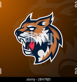 Wütend Wildcat Maskottchen Sport-Logo, Abzeichen und Emblem. Stock Vektor