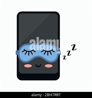 Schlafende Handy-Vektor-Symbol isoliert auf weißem Hintergrund. Stock Vektor