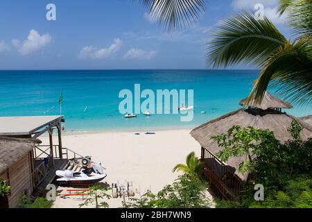 Strand von La Samanna Saint Martin / Sint Maarten Stockfoto