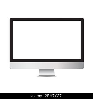Realistisches Design eines Desktop-Computers mit einem leeren Bildschirm. Mock-up Template Monitor für Landungen und Präsentationen. Stock Vektor