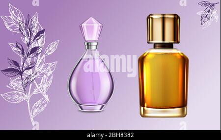 Mock up Illustration von Paar Parfüm auf abstraktem Hintergrund Stock Vektor