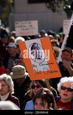 Austin Texas USA, 16. Januar 2009: Eine Koalition von Tea-Party-Gruppen, die verschiedene Ursachen befürworten, versammelten sich gegen Demokraten und US-Präsident Barack Obama im Texas Capitol. Die Veranstaltung findet eine Woche nach der Absage einer Konferenz zur Teeparty im Februar in San Antonio statt, bei der Sarah Palin als Sprecherin teilnehmen sollte. ©Bob Daemmrich Stockfoto