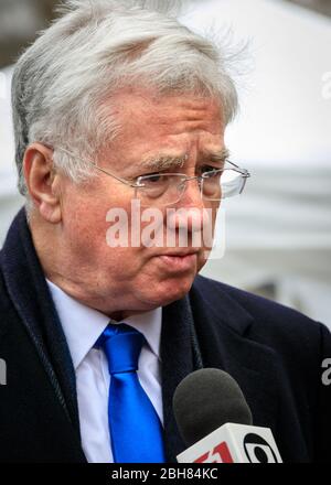 Sir Michael Fallon, Abgeordneter, britischer Politiker, Konservative Partei, Abgeordneter für Sevenoaks, ehemaliger Defecse-Sekretär, interviewt Stockfoto