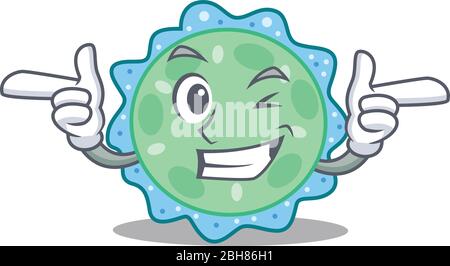 Cartoon Design Konzept von pseudomonas aeruginosa mit lustigen Augenzwinkern Stock Vektor