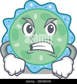 Maskottchen Design Konzept von pseudomonas aeruginosa mit wütenden Gesicht Stock Vektor