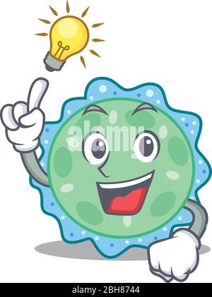 Maskottchen Charakter Design von pseudomonas aeruginosa mit hat eine Idee smart Geste Stock Vektor