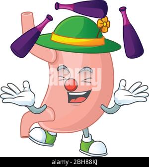 Maskottchen Cartoon Stil des Bauches spielen Jonglieren auf der Bühne Stock Vektor