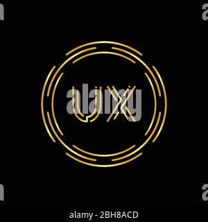 Anfängliche UX Logo Creative Typography Vektor Vorlage. Digital Abstract Letter UX Logo Design Stock Vektor