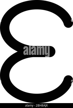 Epsilon griechisch Symbol kleiner Buchstabe Kleinbuchstaben Schrift Symbol schwarz Farbe Vektor Illustration flach Stil einfaches Bild Stock Vektor