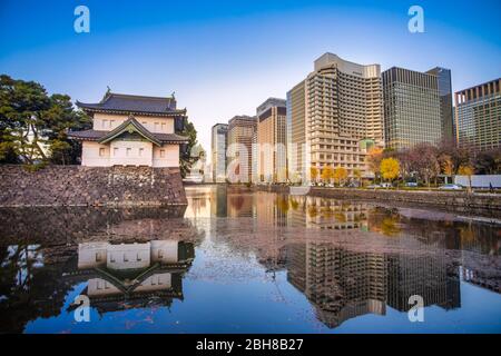 Japan, Tokio, Kaiserpalast, Otemachi District, Skyline Stockfoto