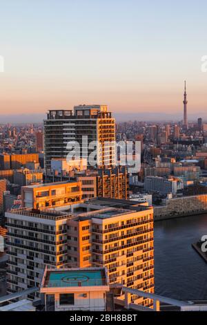 Japan, Honshu, Tokio, Toyosu Bereich Skyline Stockfoto