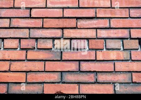 Nahaufnahme einer roten Ziegelwand Stockfoto