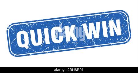 Quick win Stempel. Quick win Quadrat grungy blaues Zeichen Stock Vektor