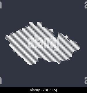 Stilisierte einfache diagonale Linienkarte von Tschechien Stock Vektor