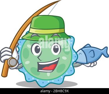 Cartoon Design Konzept von pseudomonas aeruginosa während der Fischerei Stock Vektor