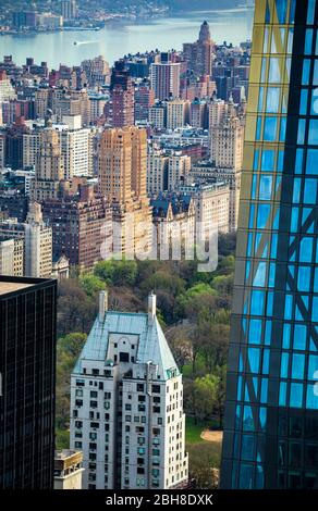 USA, New York City, Manhattan, den Central Park und den Hudson River. Stockfoto