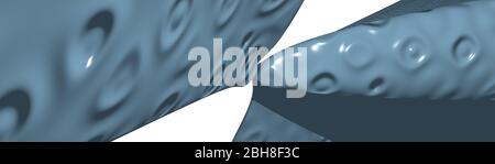 Ultra Wide 3D abstrakten Hintergrund gekrümmten geometrischen Mustern von Steel Blue Farbe mit Beleuchtung und Schatten für verschiedene Stockfoto