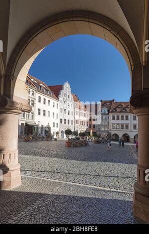 Blick vom Neuen Rathaus auf den Untermarkt, Görlitz, Sachsen, Deutschland Stockfoto