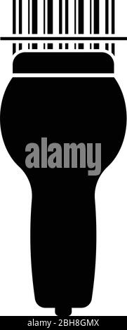 Scannen Barcode mit Hand Scanner Symbol schwarz Farbe Vektor Illustration flach Stil einfaches Bild Stock Vektor