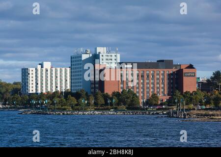 Kanada, Nova Scotia, Sydney, Skyline der Stadt, Morgendämmerung Stockfoto