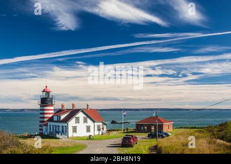 USA, Maine, Lubec, West Quoddy Head Llight Leuchtturm Stockfoto