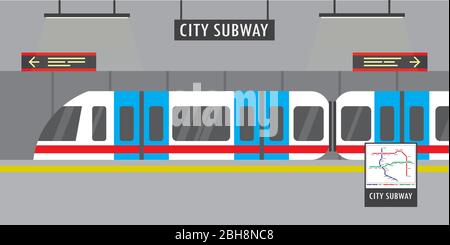 U-Bahn-Station, Stadt Metro, flache Vektorgrafik Stock Vektor