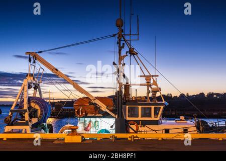 Kanada, New Brunswick, nordöstlichen New Bruswick, Caraquet, Boote im Fischereihafen, Dawn Stockfoto