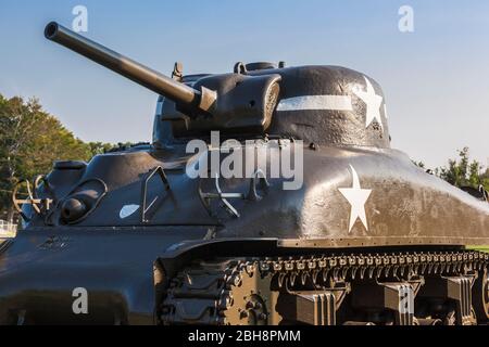 USA, New England, Massachusetts, Hamilton, WW2-Ära amerikanischer Sherman Panzer, die einst von General George S. Patton, ehemaliger Bewohner Stockfoto